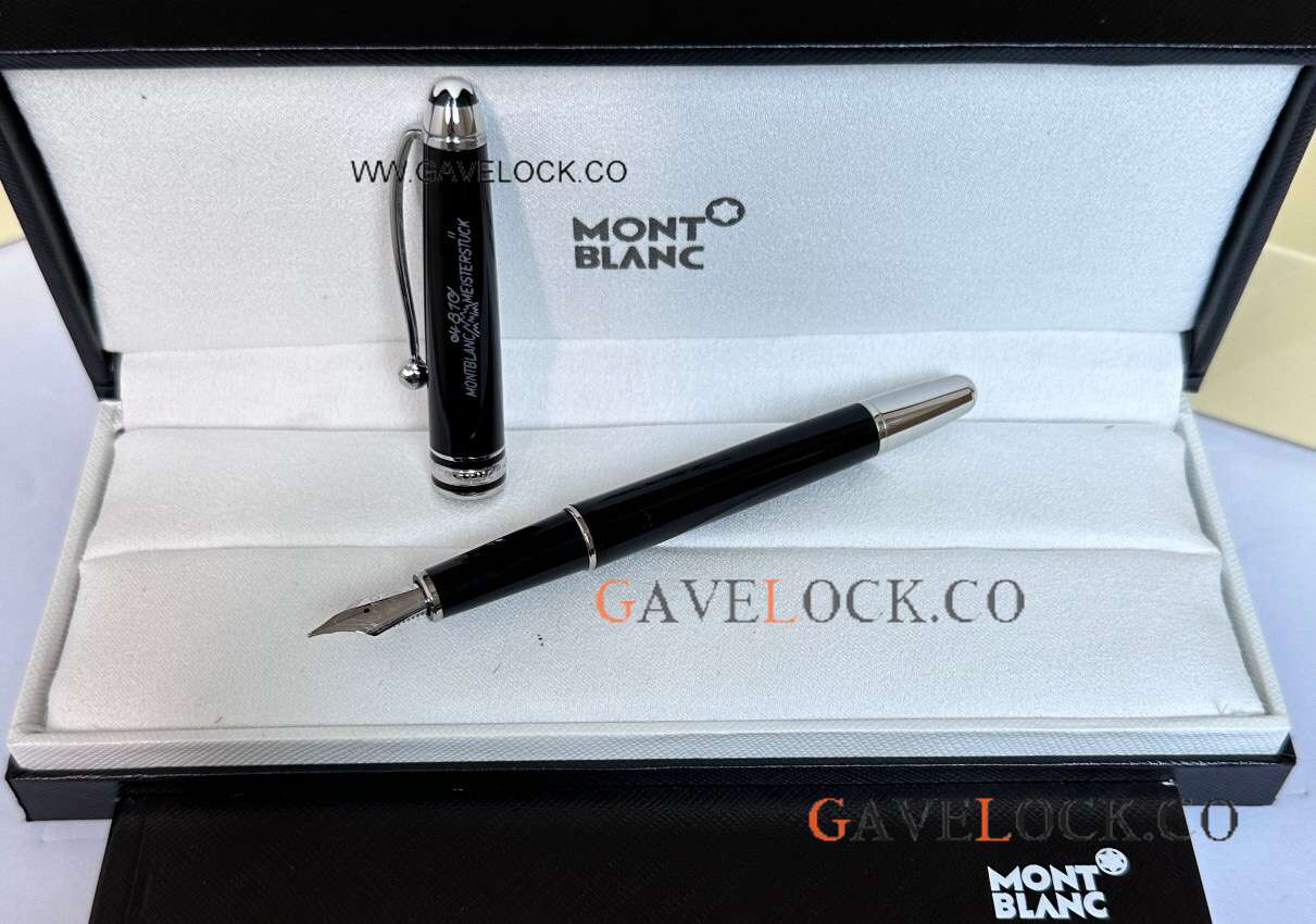 Copy Montblanc Slim Meisterstuck 100 Anniversary Fountain Black-Silver
